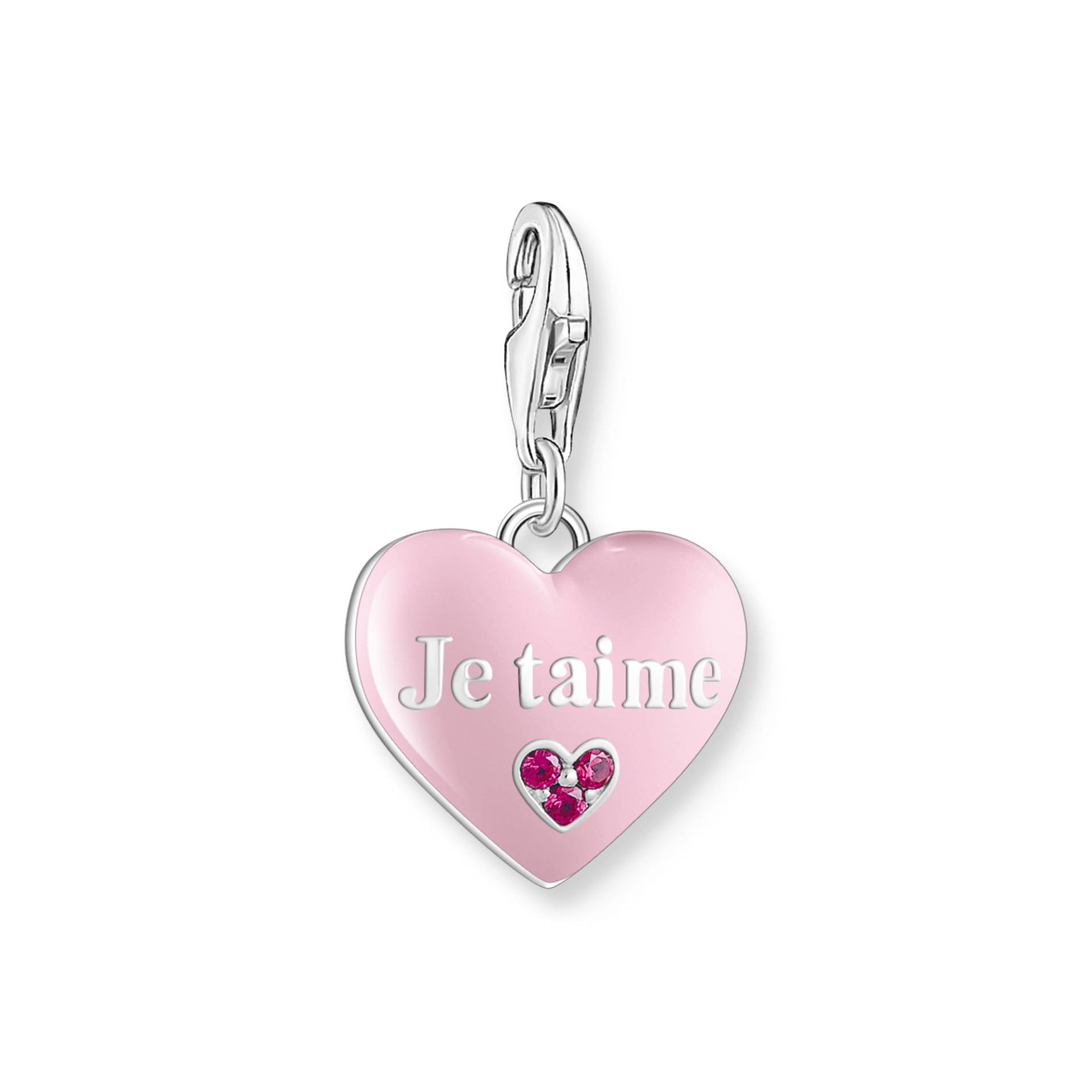 Thomas Sabo Charm-Anhänger rosa Je t´aime Herz Silber pink 2073-042-9 von Thomas Sabo