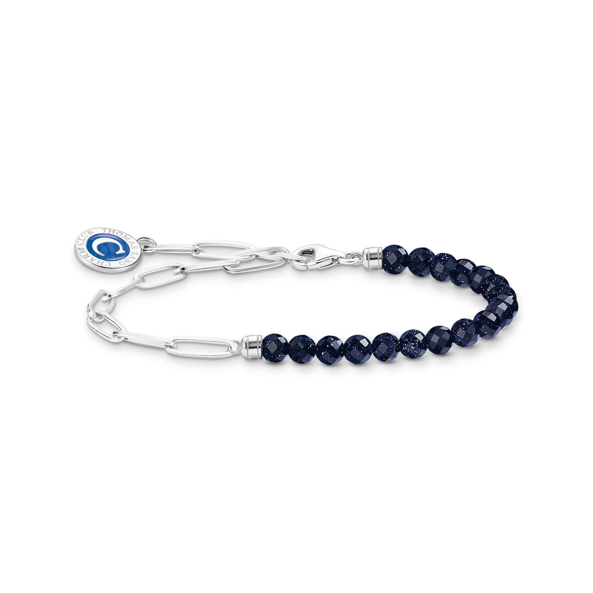 Thomas Sabo Member Charm-Armband mit dunkelblauen Beads und Charmista Coin Silber dunkelblau A2129-007-32-L15V von Thomas Sabo