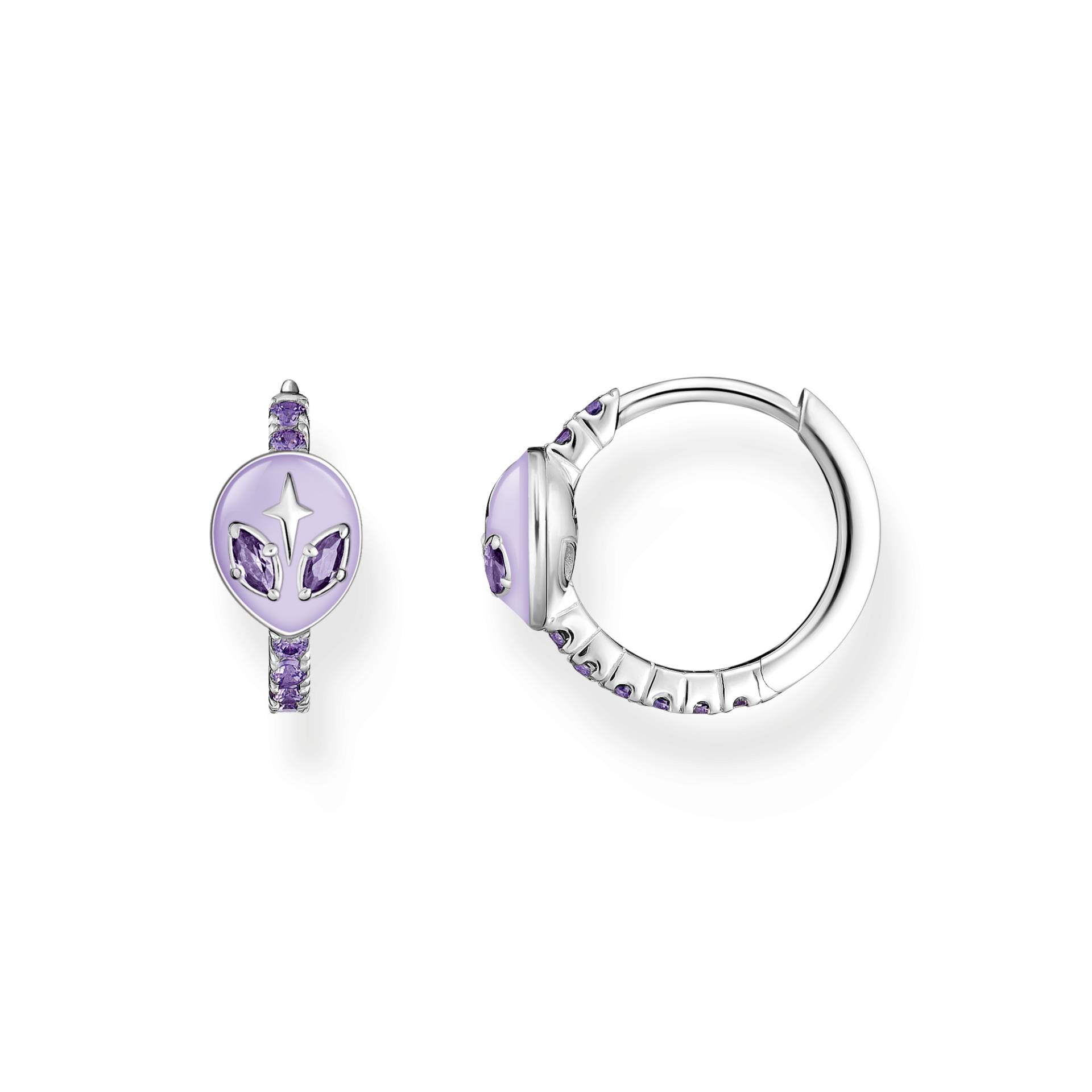 Thomas Sabo Creolen Alienkopf mit Kaltemaille und violetten Steinen Silber violett CR721-041-13 von Thomas Sabo