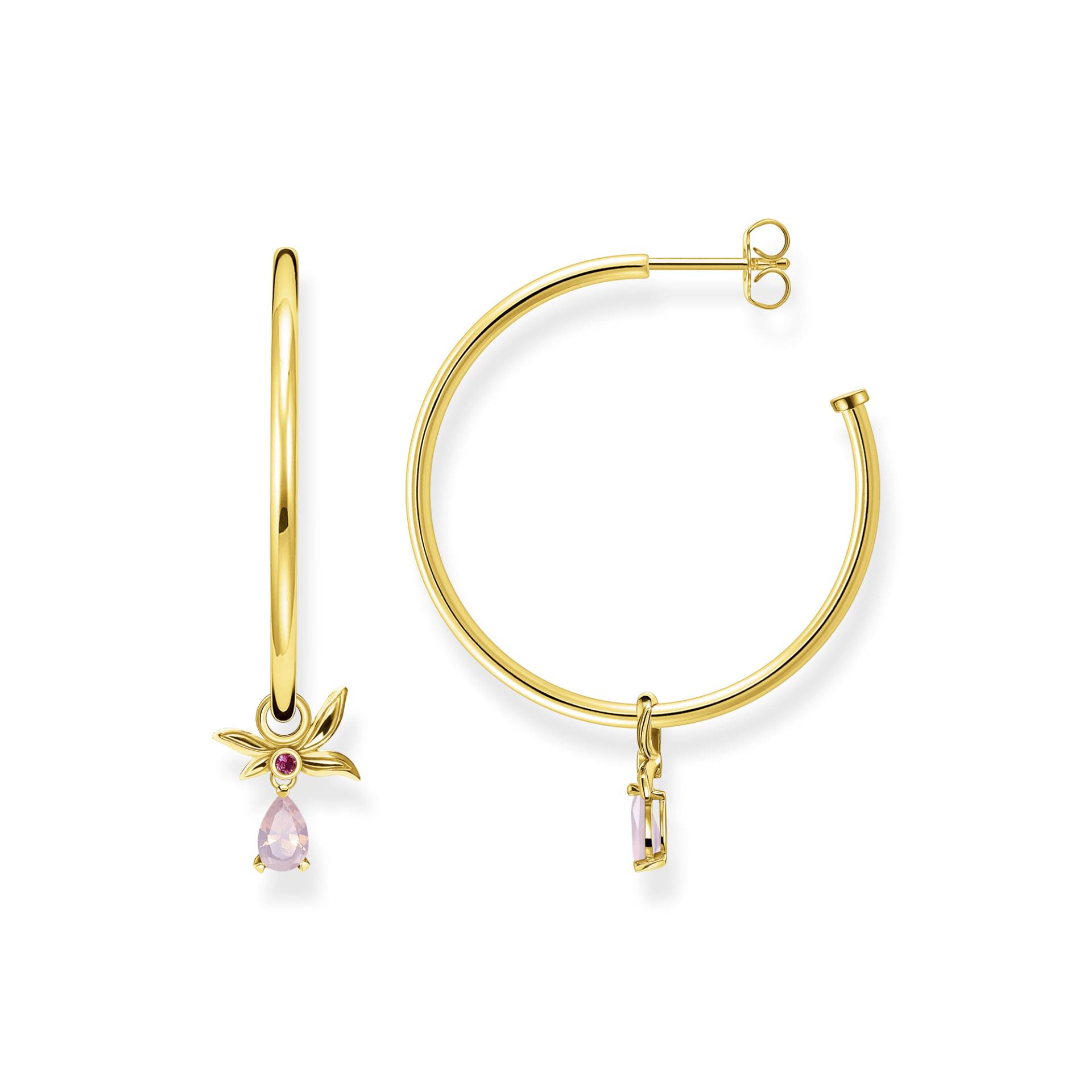 Thomas Sabo Creolen Blüte gold mit rosa Stein mehrfarbig CR662-973-7 von Thomas Sabo