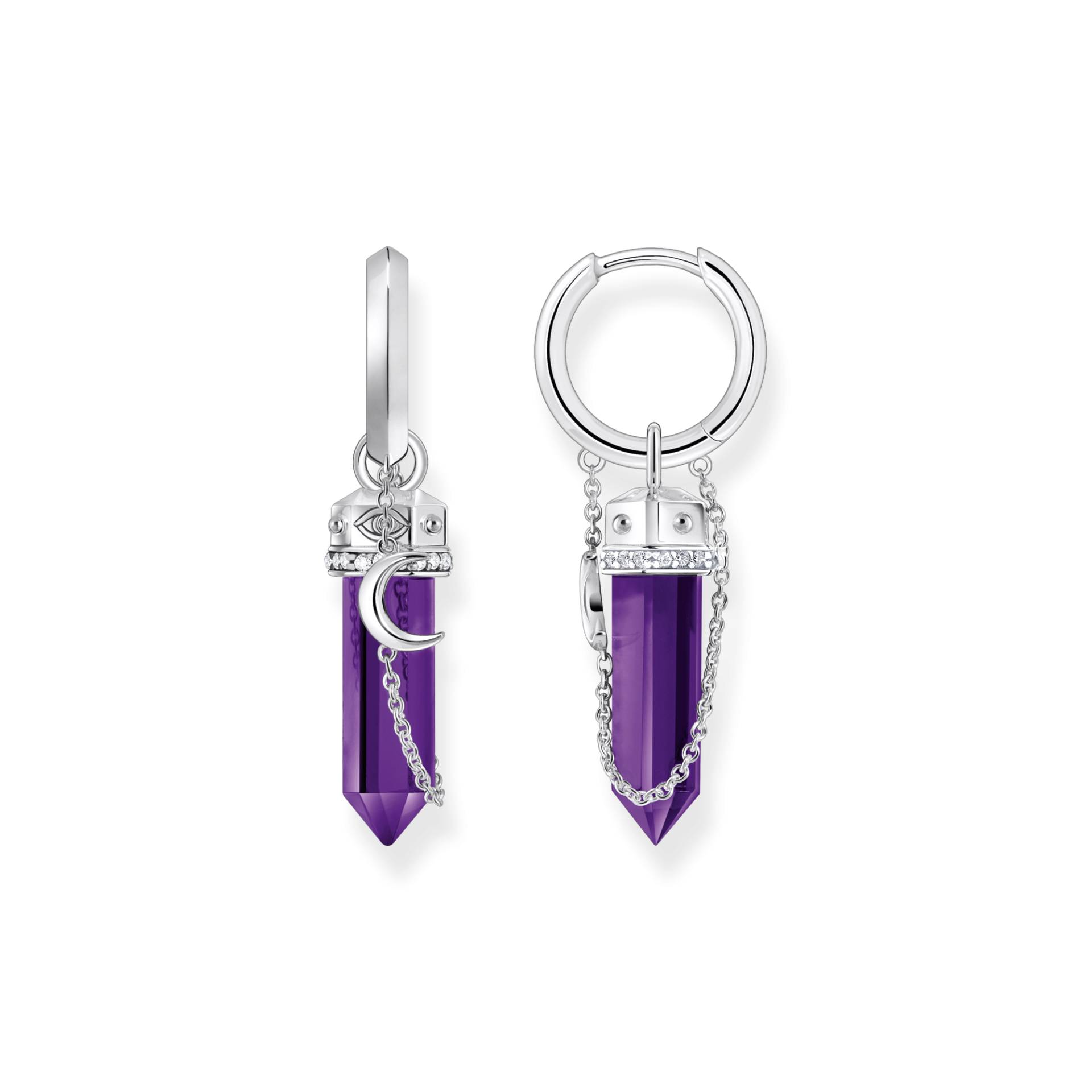 Thomas Sabo Creolen mit Anhänger mit imitiertem Amethyst Silber geschwärzt violett CR722-643-13 von Thomas Sabo