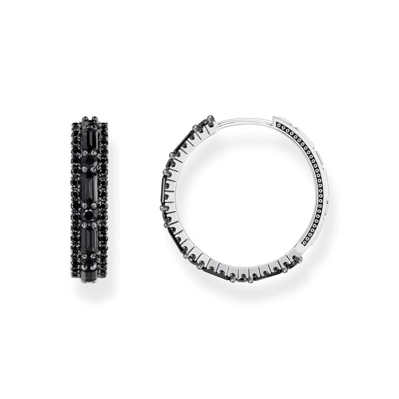 Thomas Sabo Creolen mit schwarzen Steinen Silber geschwärzt schwarz CR733-643-11 von Thomas Sabo
