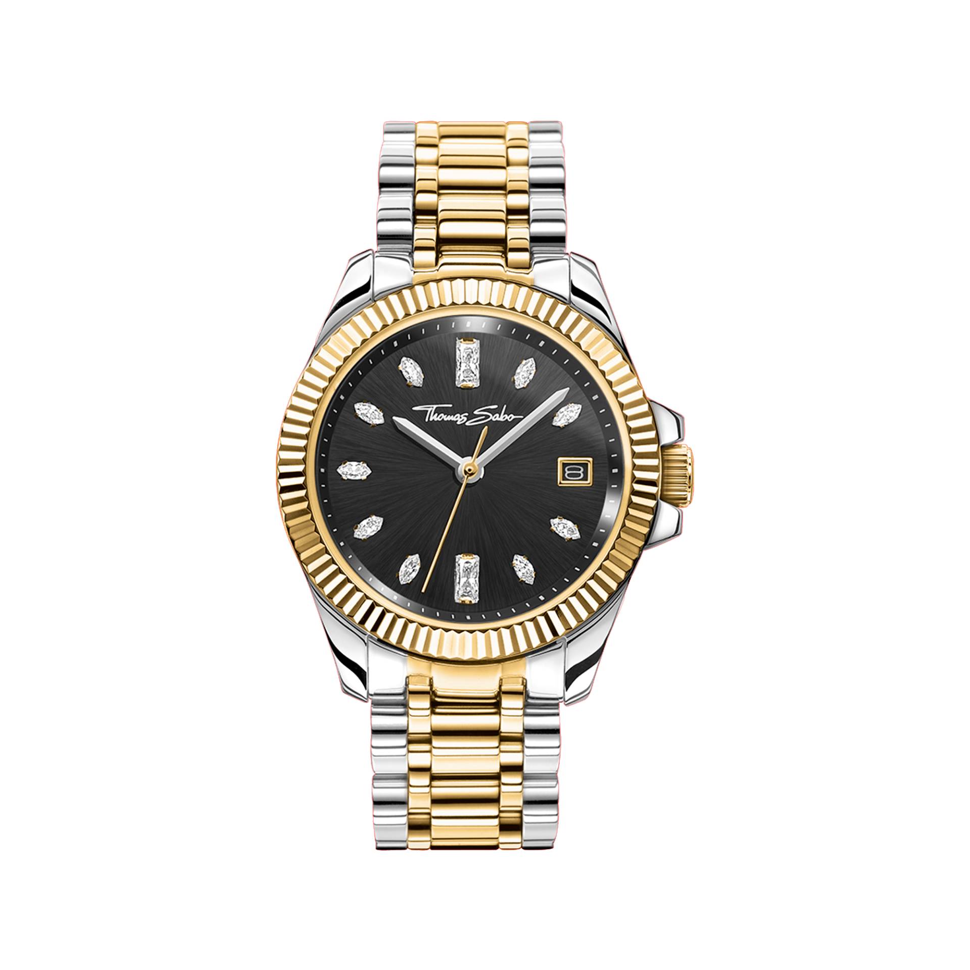 Thomas Sabo Damenuhr Bicolor gold silber schwarz WA0370-291-203-33 MM von Thomas Sabo