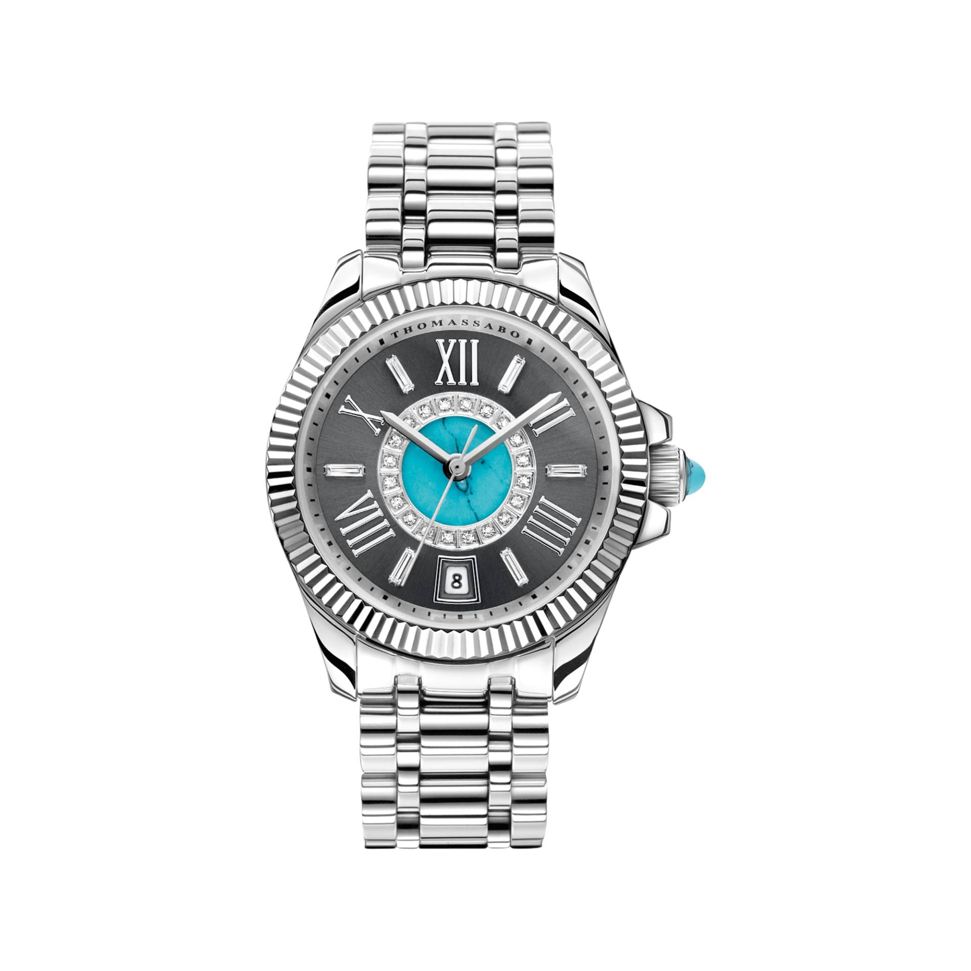 Thomas Sabo Damenuhr Mystic Island mit weißen Steinen und imitiertem Türkis silberfarben silberfarben WA0399-201-201-33 MM von Thomas Sabo