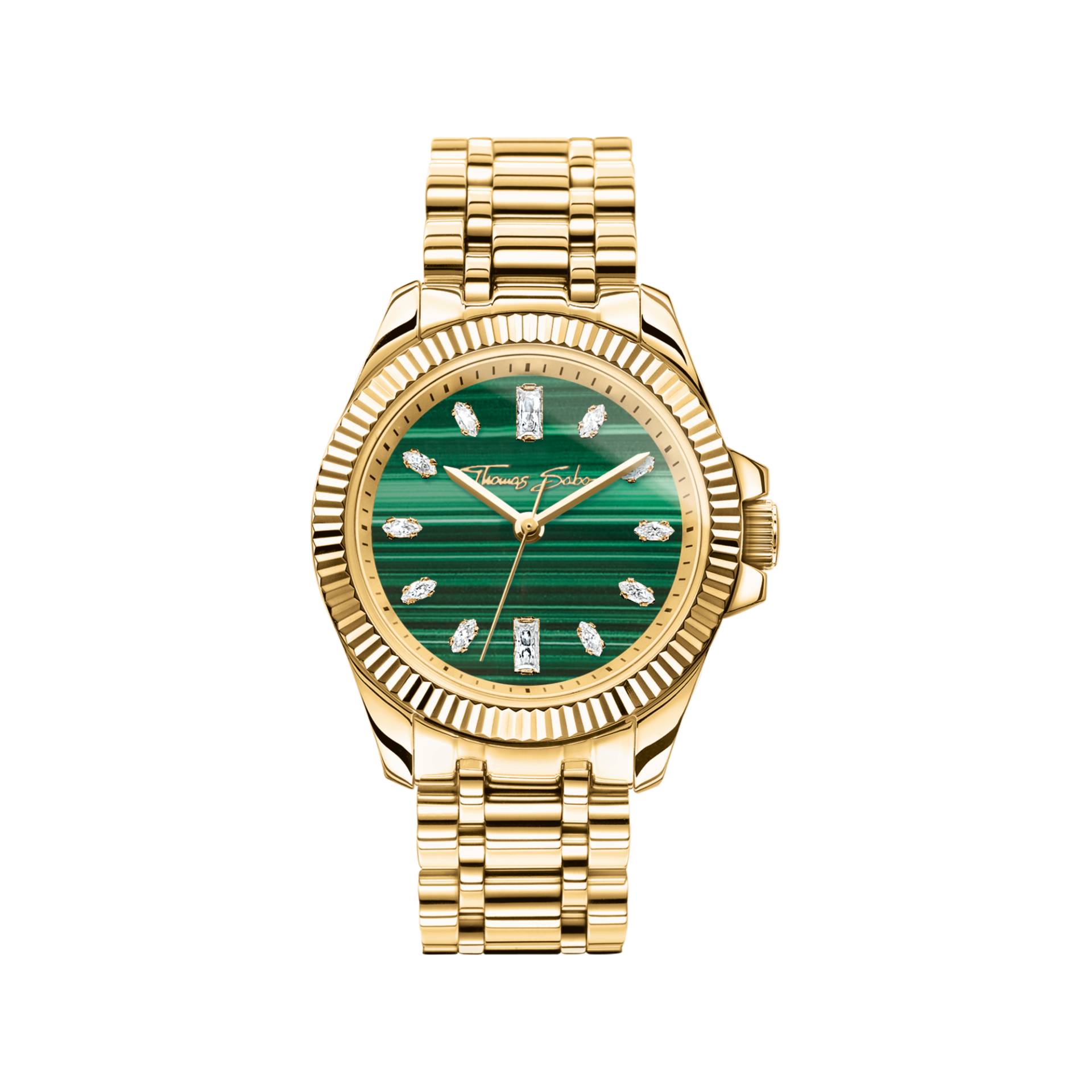 Thomas Sabo Damenuhr mit Malachit Divine Jewellery Stone goldfarben grün WA0436-291-211-33 MM von Thomas Sabo