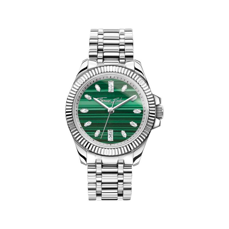 Thomas Sabo Damenuhr mit Malachit Divine Jewellery Stone silberfarben grün WA0434-201-211-33 MM von Thomas Sabo