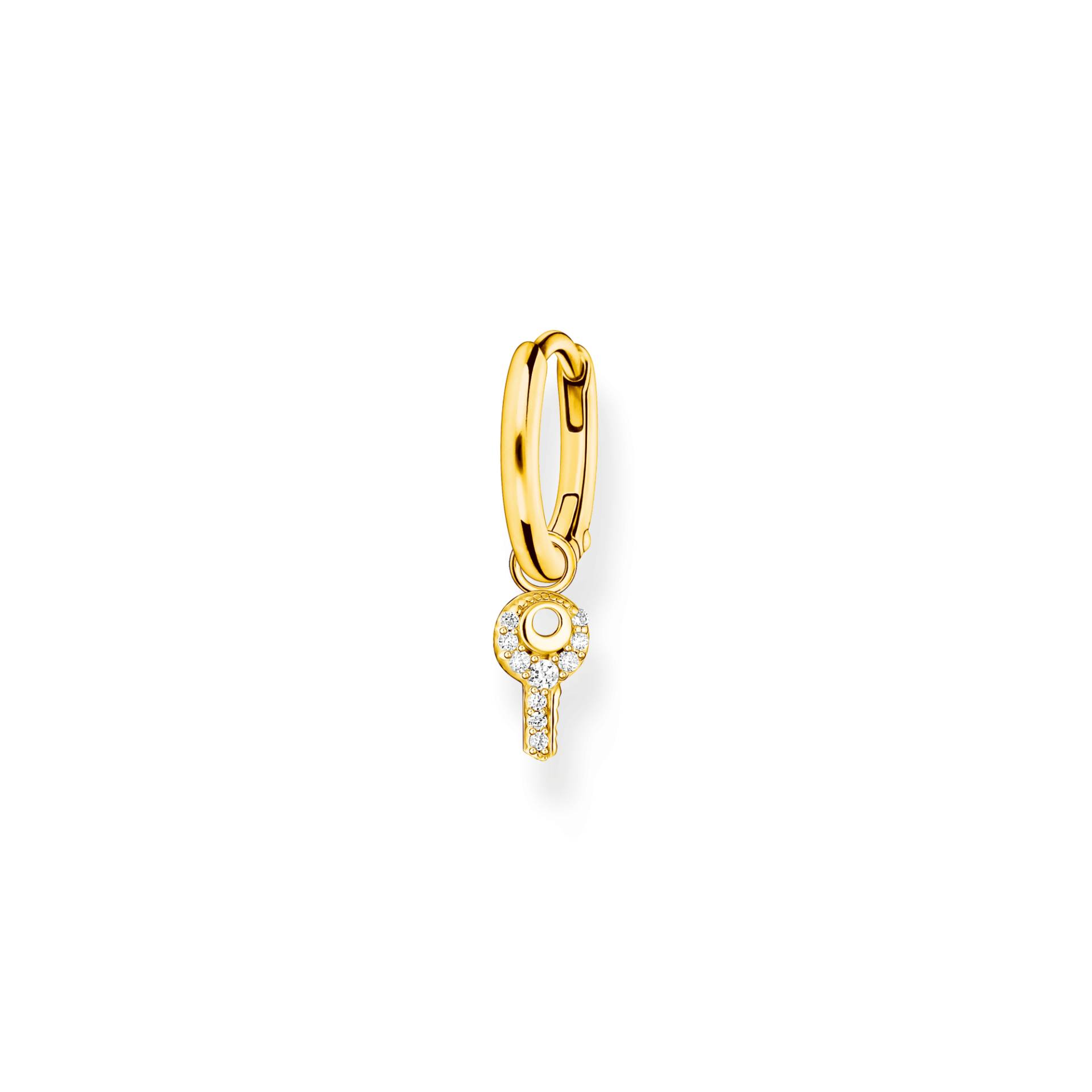 Thomas Sabo Einzel Creole mit Schlüssel Anhänger gold weiß CR701-414-14 von Thomas Sabo