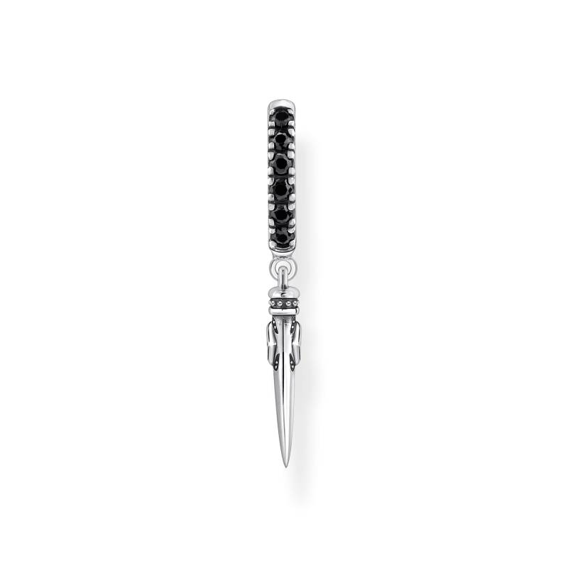 Thomas Sabo Einzel-Creole mit Zahn-Anhänger und Steinen Silber geschwärzt schwarz CR725-643-11 von Thomas Sabo