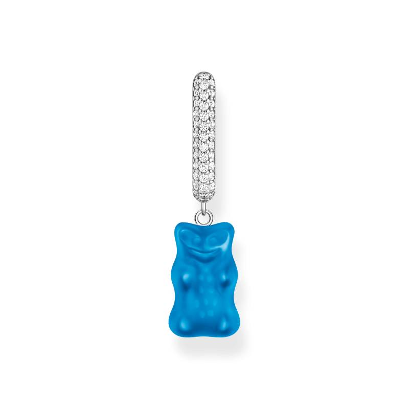 Thomas Sabo Einzel-Creole mit blauem Goldbären-Anhänger in Midiversion und Steinen Silber blau CR727-052-1 von Thomas Sabo