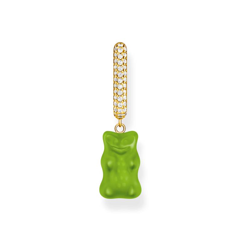 Thomas Sabo Einzel-Creole mit grünem Goldbären-Anhänger in Midiversion und Steinen vergoldet grün CR727-414-6 von Thomas Sabo