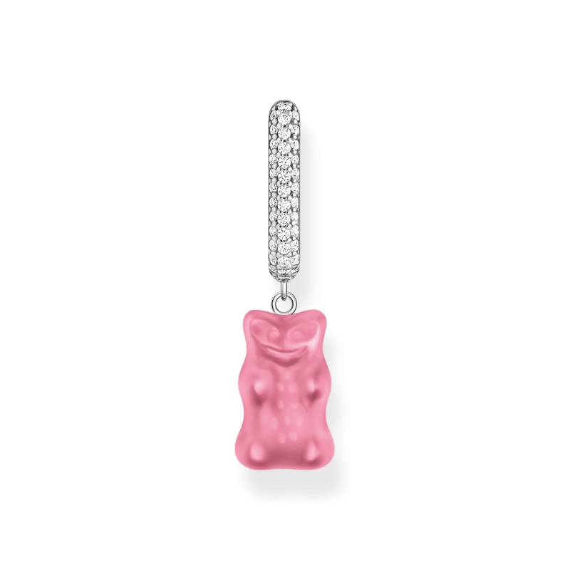 Thomas Sabo Einzel-Creole mit pinkem Goldbären-Anhänger in Midiversion und Steinen Silber pink CR727-052-9 von Thomas Sabo