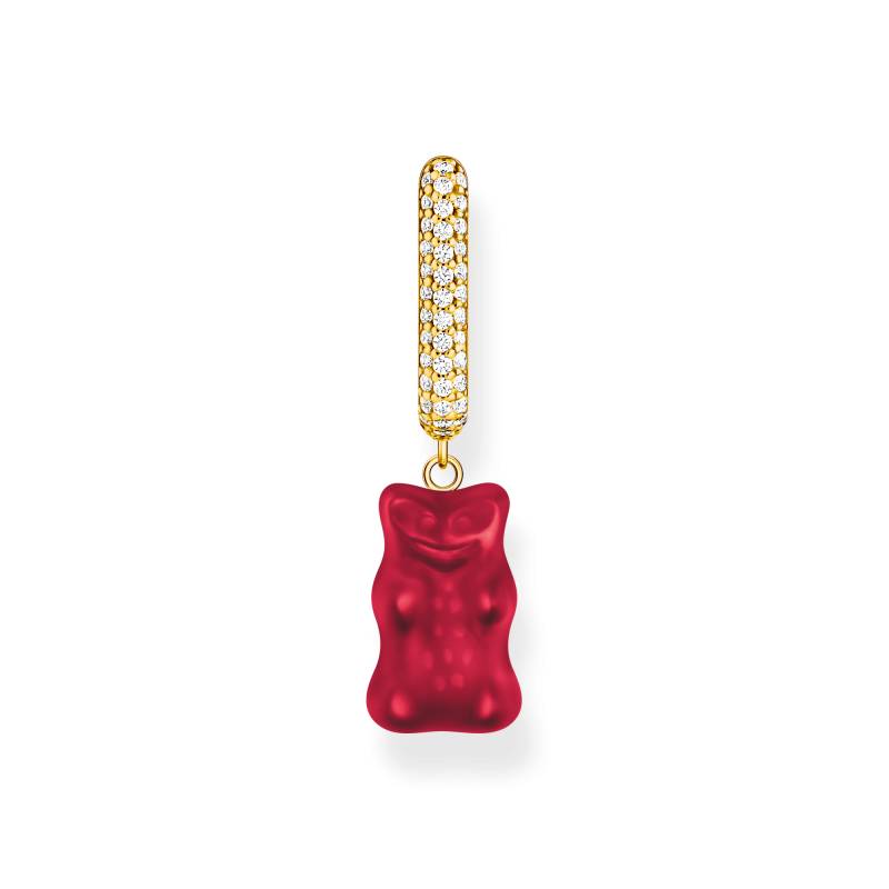 Thomas Sabo Einzel-Creole mit rotem Goldbären-Anhänger in Midiversion und Steinen vergoldet rot CR727-414-10 von Thomas Sabo