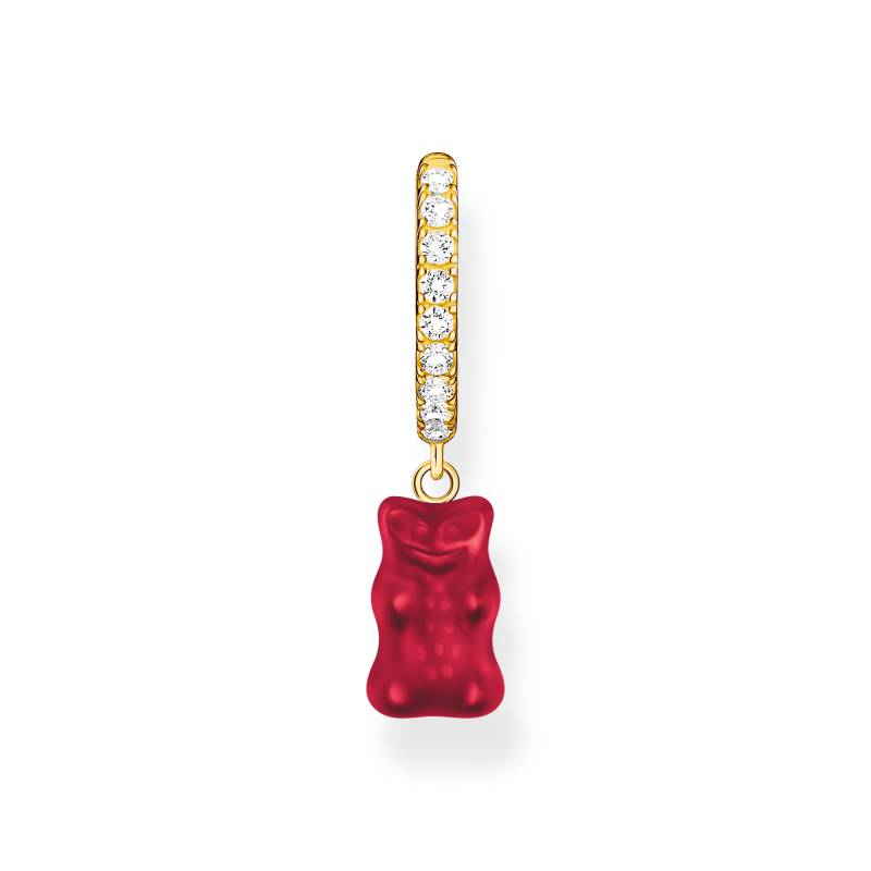 Thomas Sabo Einzel-Creole mit rotem Goldbären-Anhänger und Steinen vergoldet rot CR726-414-10 von Thomas Sabo