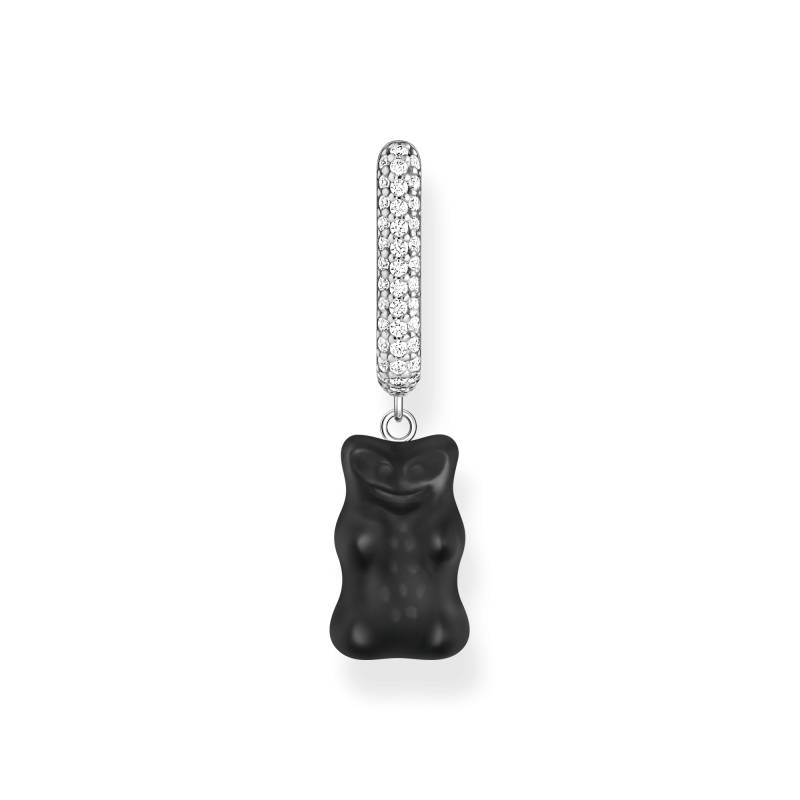 Thomas Sabo Einzel-Creole mit schwarzem Goldbären-Anhänger in Midiversion und Steinen Silber schwarz CR727-052-11 von Thomas Sabo