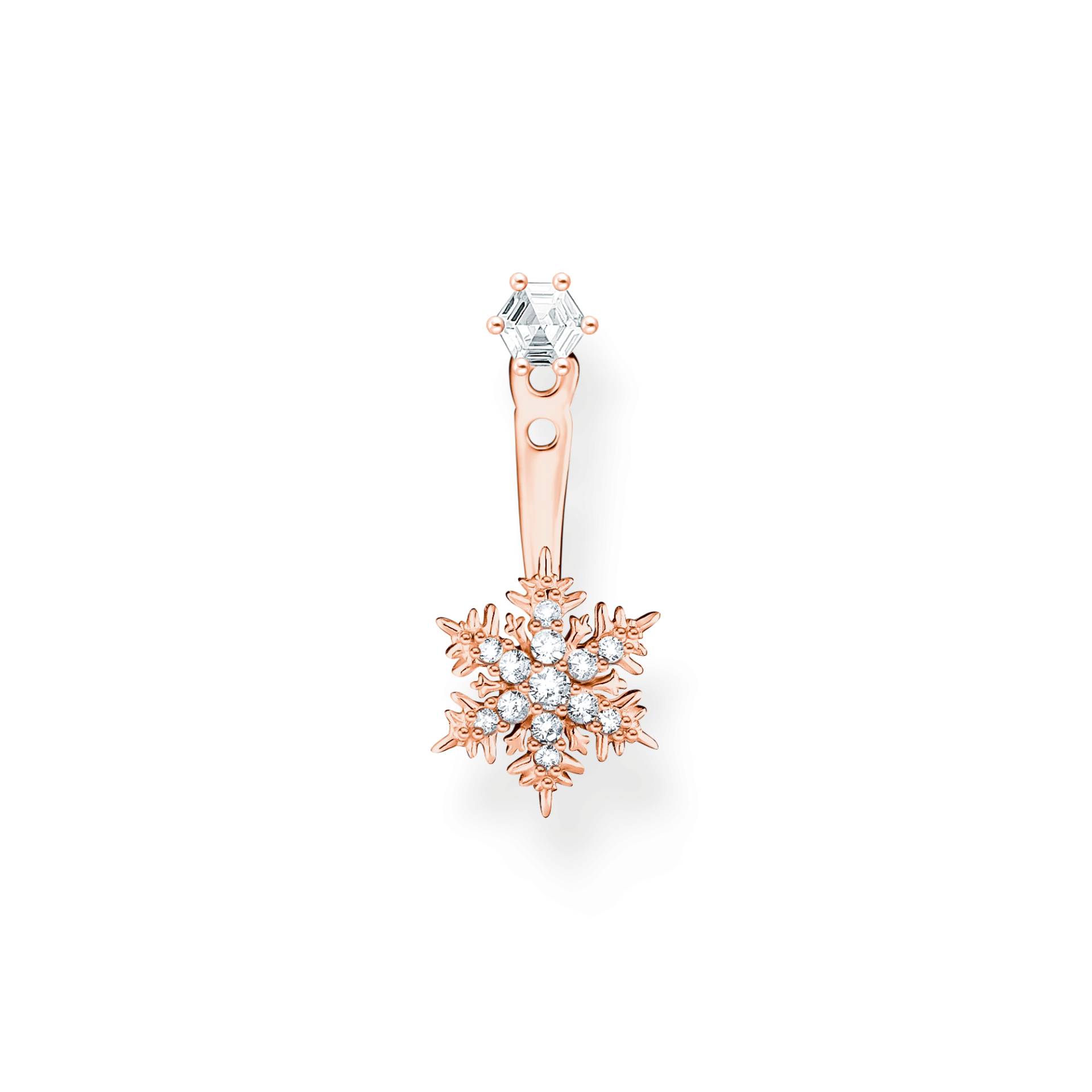 Thomas Sabo Einzel Ohrstecker Schneeflocke mit weißen Steinen roségold weiß H2255-416-14 von Thomas Sabo