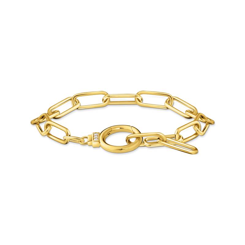 Thomas Sabo Gliederarmband mit Ringverschluss und weißen Steinen vergoldet weiß A2133-414-14-L19 von Thomas Sabo