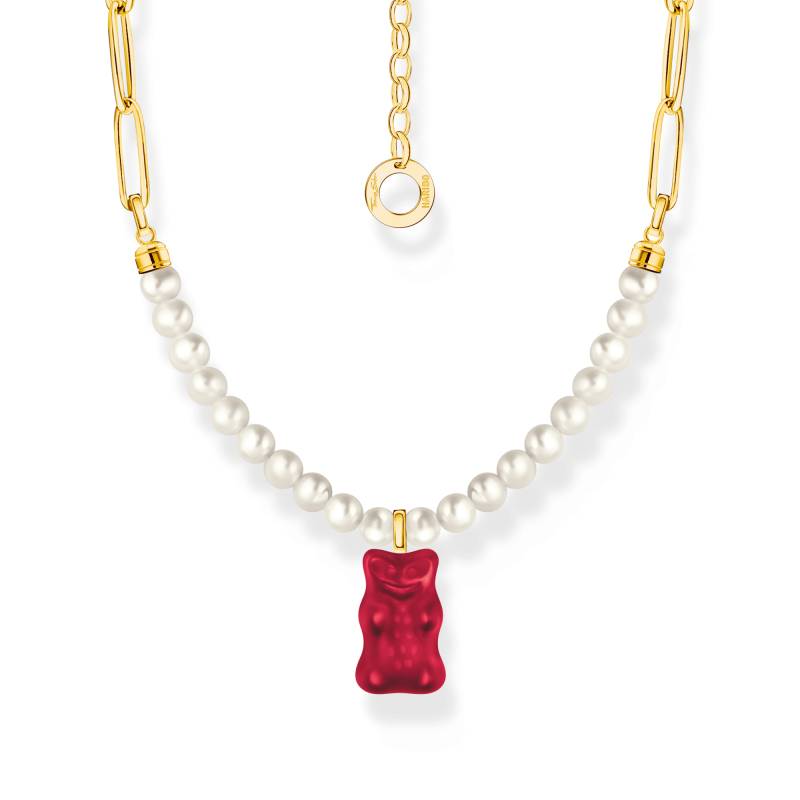 Thomas Sabo Gliederkette mit rotem Goldbären-Anhänger und Perlen vergoldet rot KE2207-430-10-L45V von Thomas Sabo