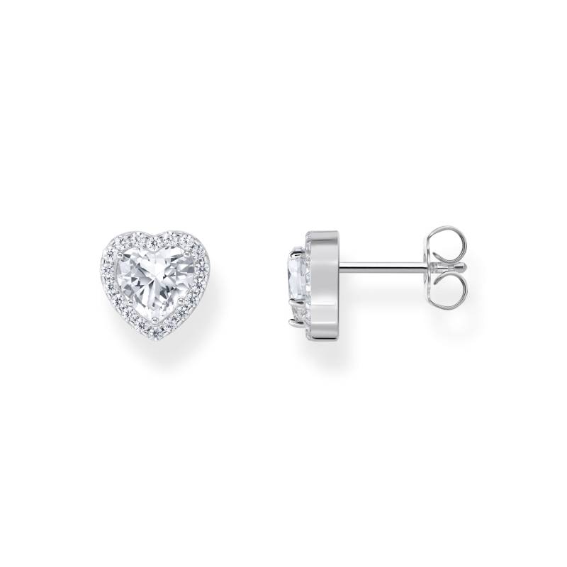 Thomas Sabo Halo-Ohrstecker mit weißem Stein in Herzform Silber weiß H2305-051-14 von Thomas Sabo