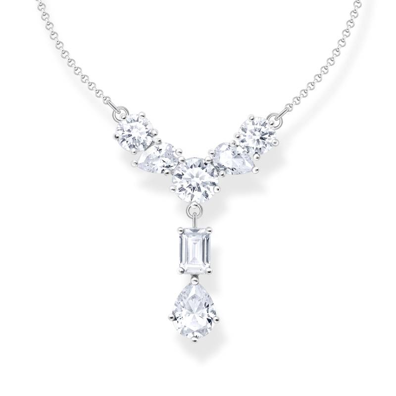 Thomas Sabo Halskette im Y-Stil mit sieben weißen Steinen Silber weiß KE2195-051-14-L45V von Thomas Sabo