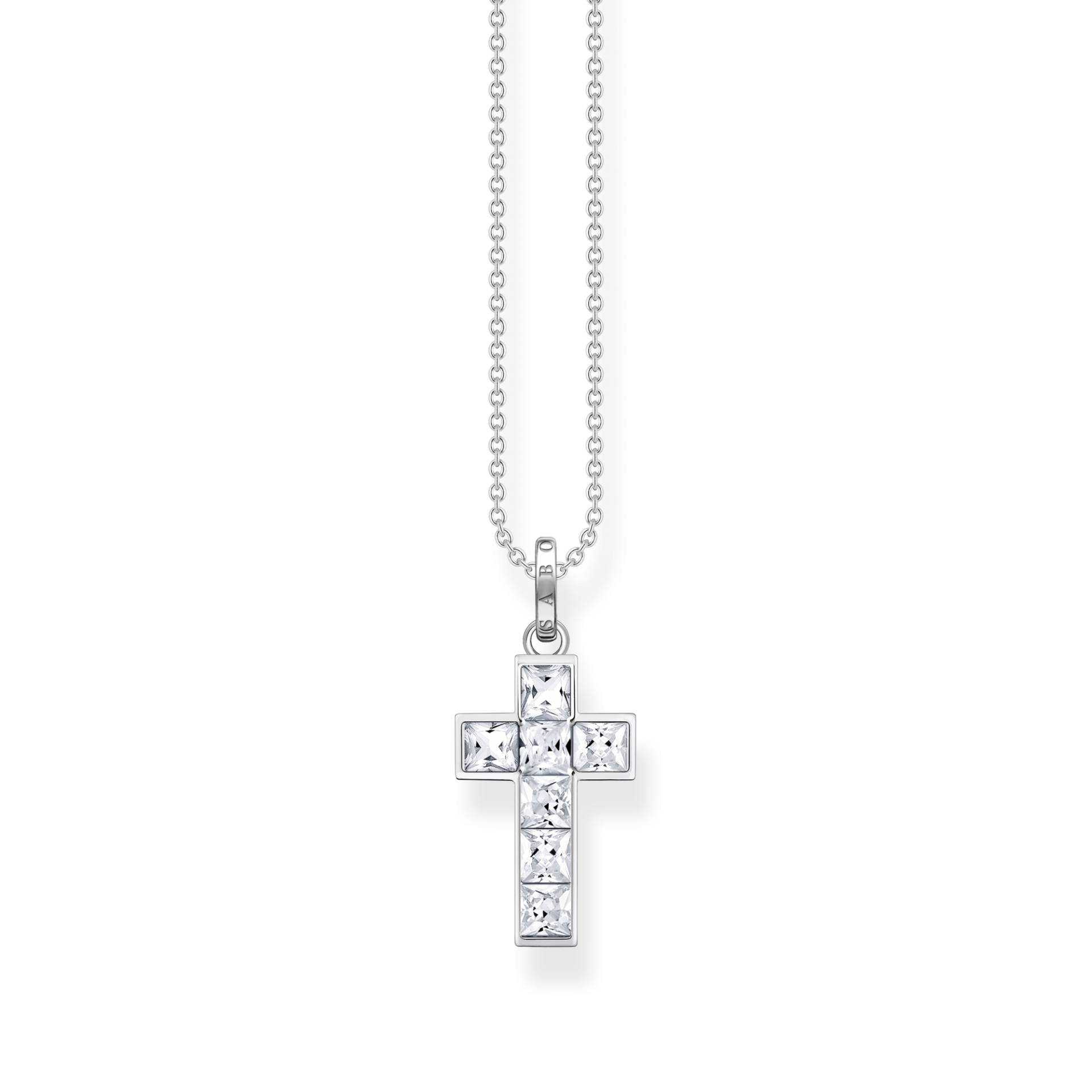 Thomas Sabo Kette Kreuz mit weißen Steinen Silber weiß KE2166-051-14-L45V von Thomas Sabo