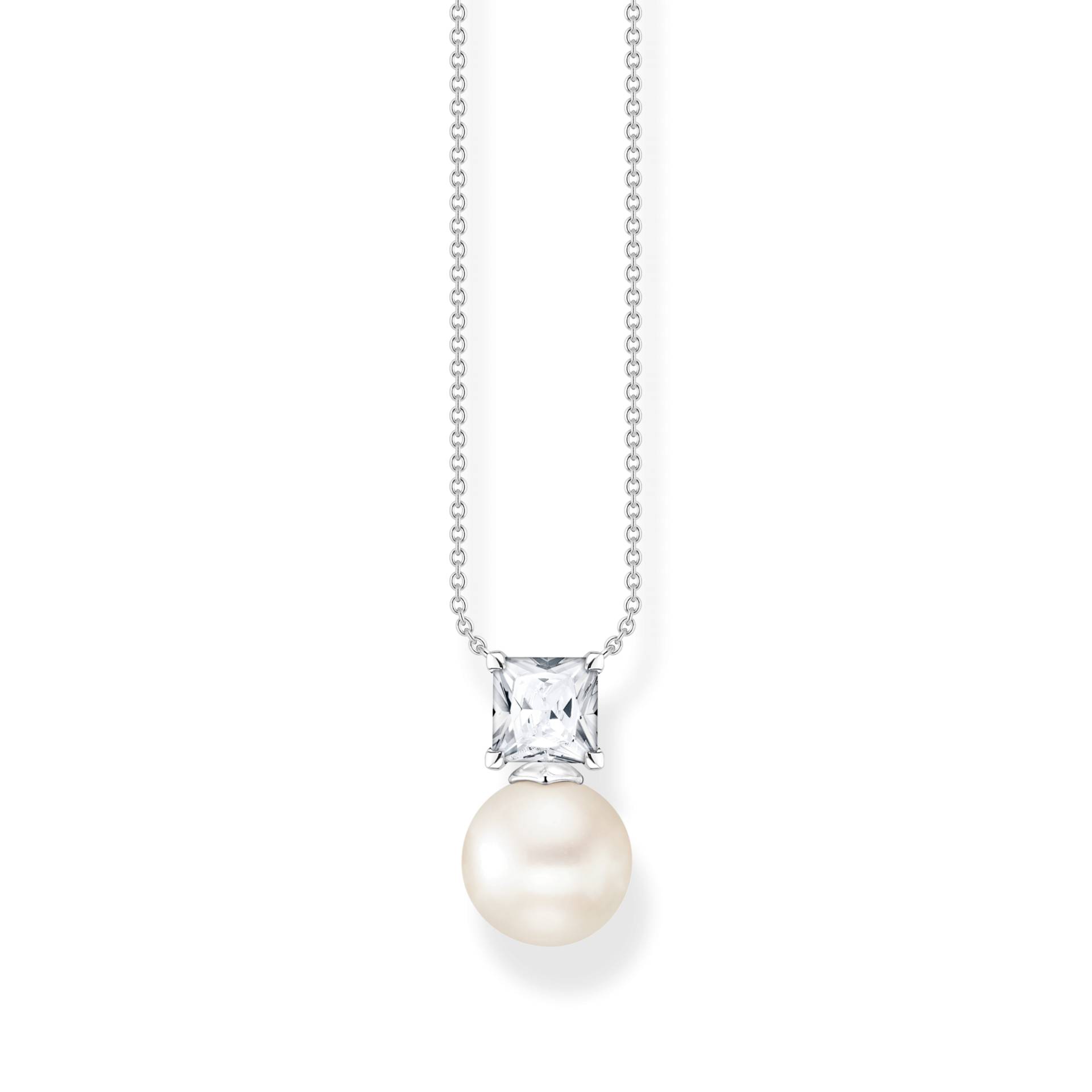 Thomas Sabo Kette Perle mit weißem Stein silber weiß KE2163-167-14-L45V