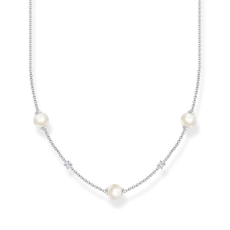 Thomas Sabo Kette Perlen mit weißen Steinen silber weiß KE2120-167-14-L45V von Thomas Sabo