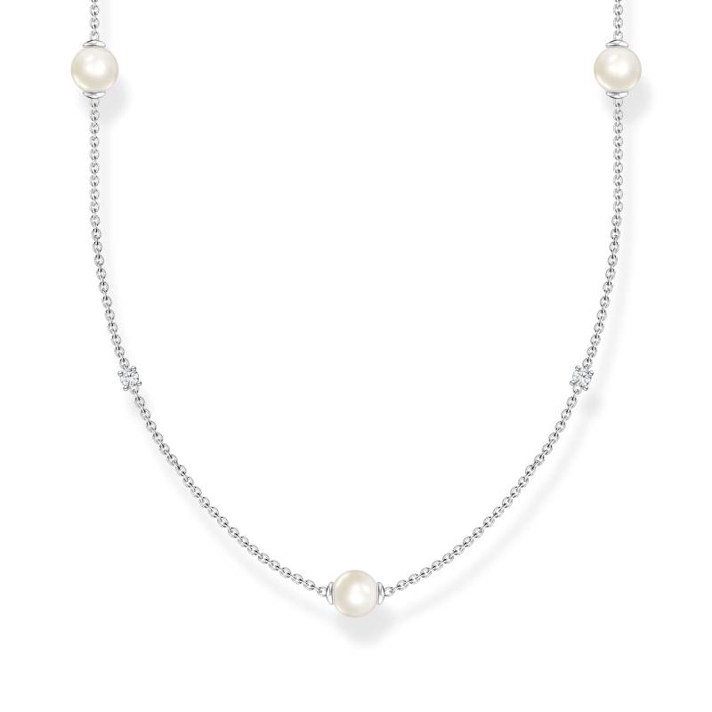 Thomas Sabo Kette Perlen mit weißen Steinen silber weiß KE2125-167-14-L90V von Thomas Sabo