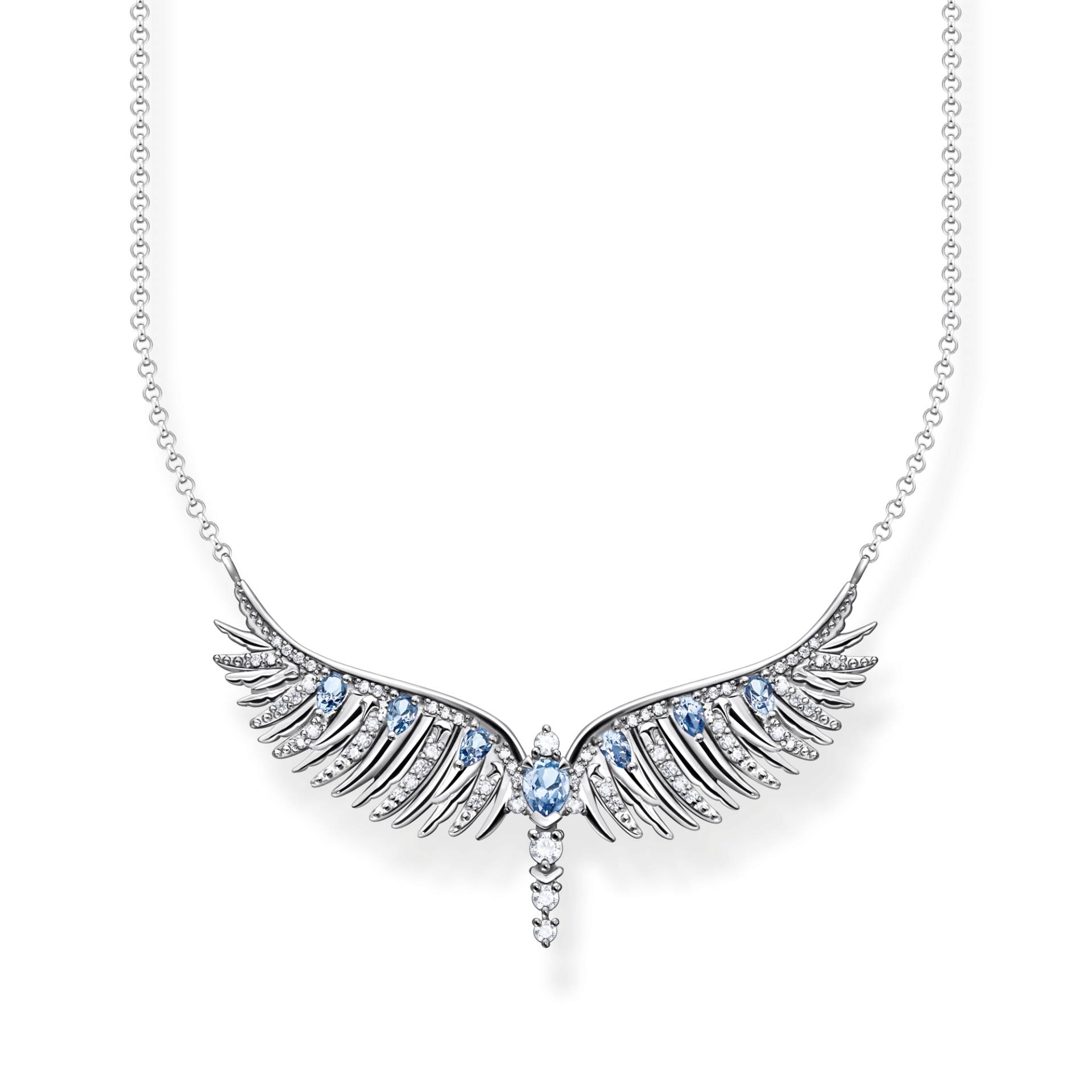 Thomas Sabo Kette Phönix-Flügel mit blauen Steinen silber blau KE2167-644-1-L45V von Thomas Sabo