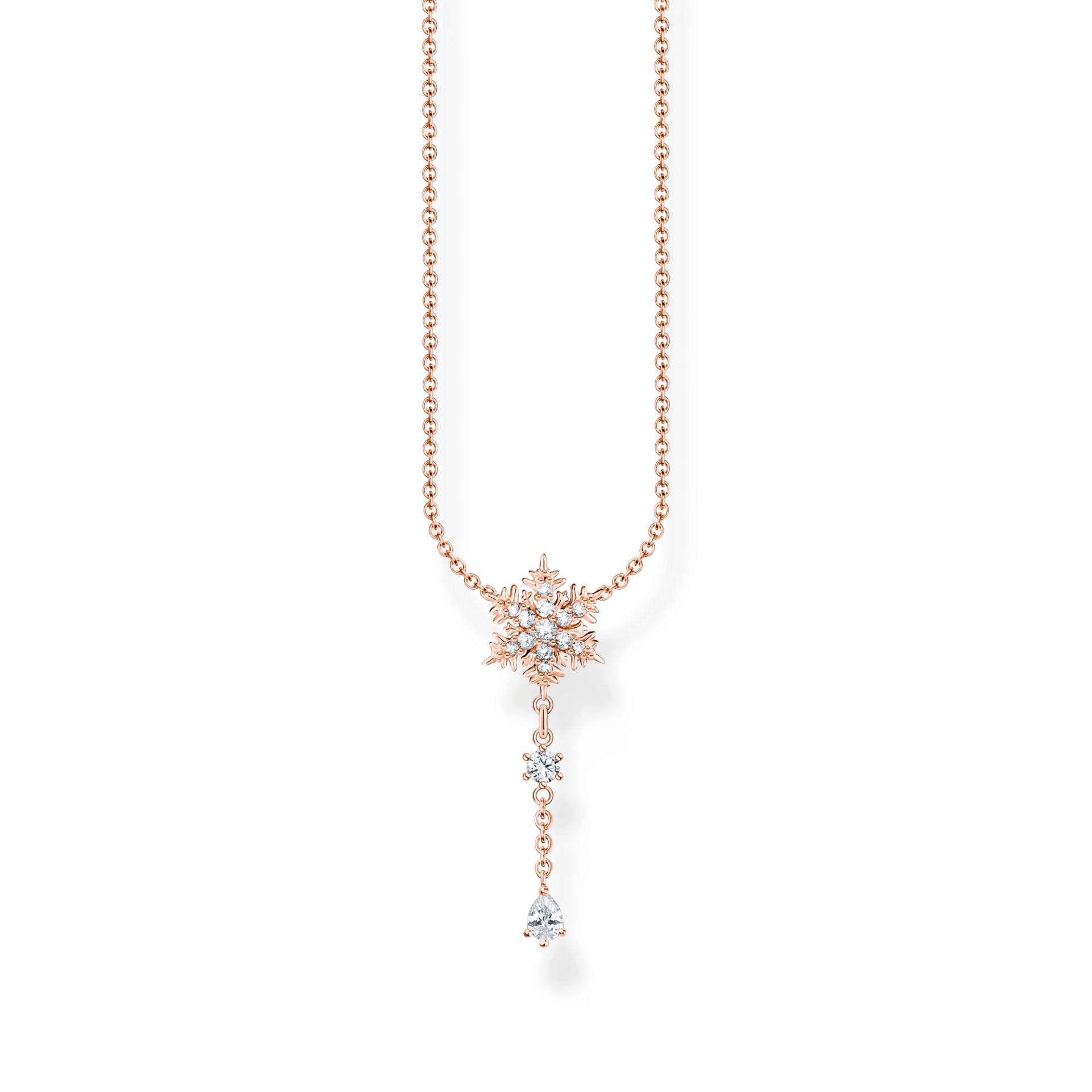 Thomas Sabo Kette Schneeflocke mit weißen Steinen roségold weiß KE2171-416-14-L45V von Thomas Sabo