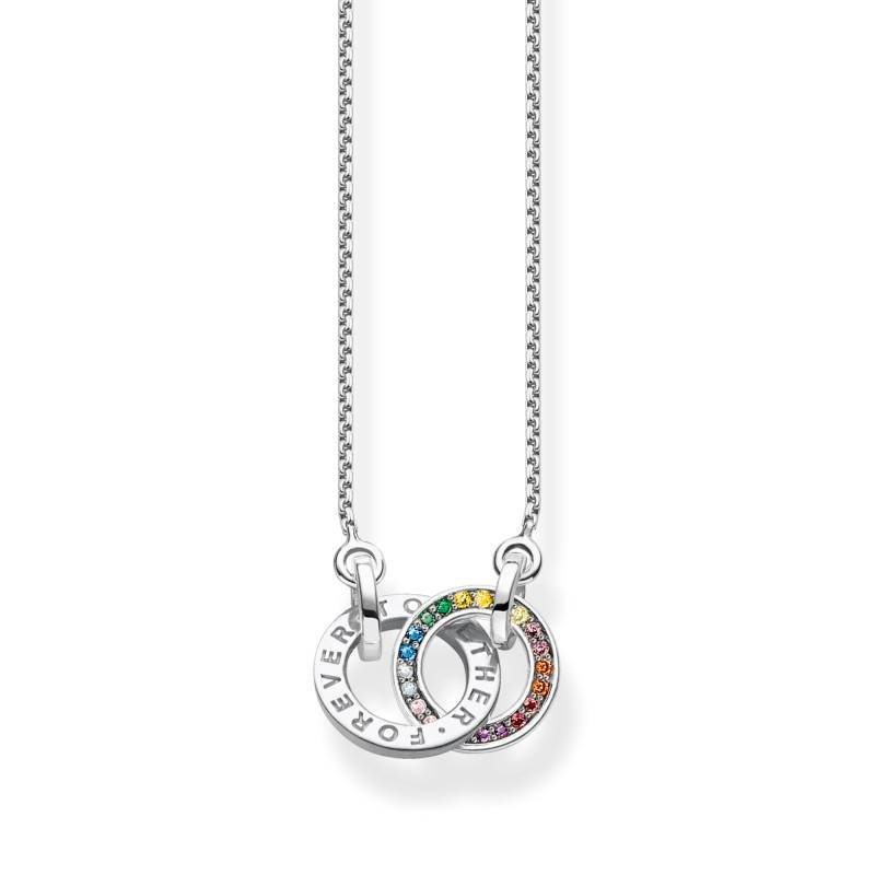 Thomas Sabo Kette Together mit zwei Ringen bunten Steinen Silber geschwärzt mehrfarbig KE1488-318-7-L55V von Thomas Sabo