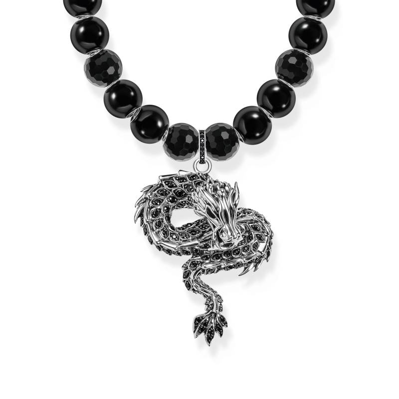 Thomas Sabo Kette aus Obsidian-Beads mit Drachen-Anhänger geschwärzt schwarz KE2288-916-11-L70 von Thomas Sabo