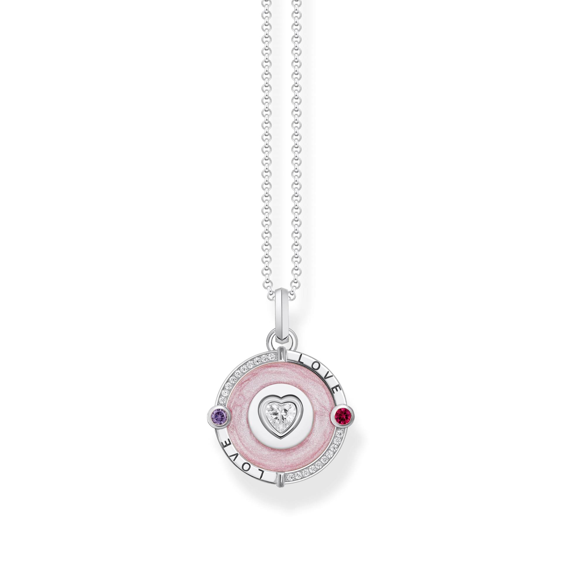 Thomas Sabo Kette mit Anhänger rosa und herzförmigem Stein Silber pink KE2201-390-9-L45V von Thomas Sabo