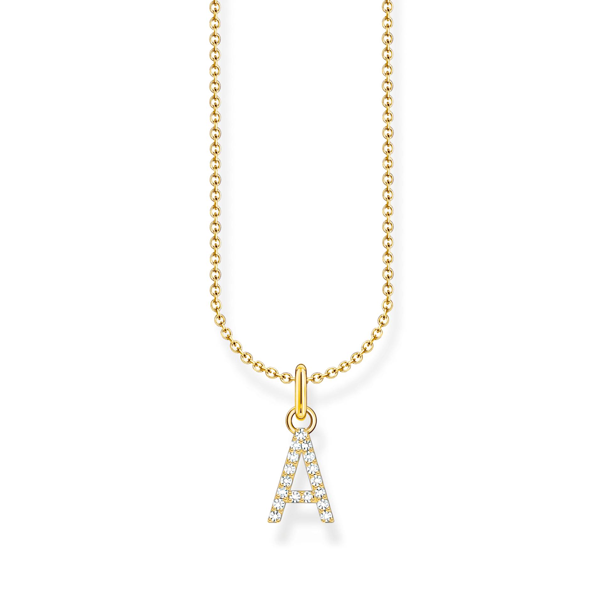 Thomas Sabo Kette mit Buchstaben-Anhänger A vergoldet weiß KE2240-414-14-L45V von Thomas Sabo