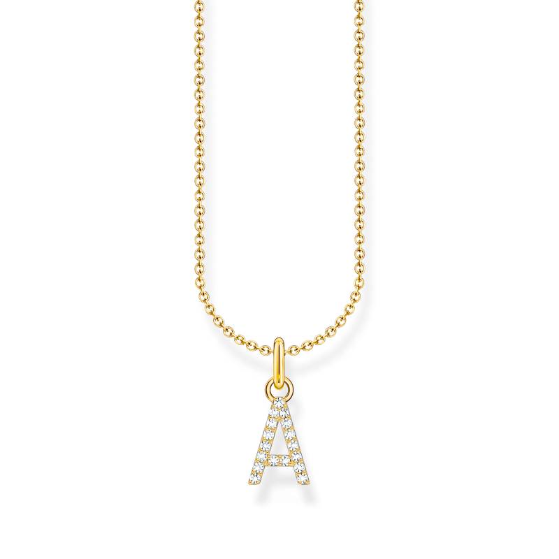 Thomas Sabo Kette mit Buchstaben-Anhänger A vergoldet weiß KE2240-414-14-L45V von Thomas Sabo