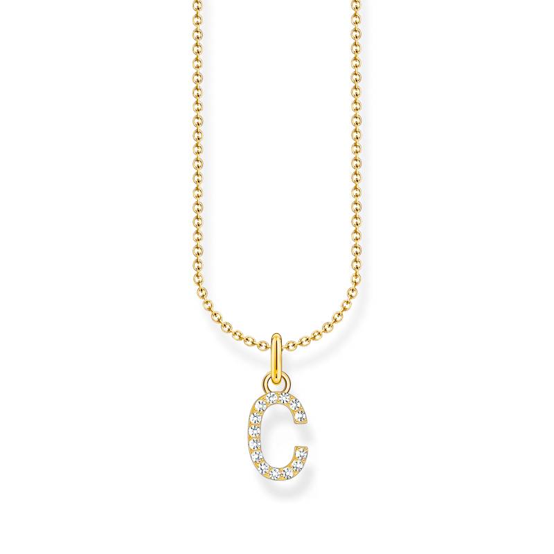 Thomas Sabo Kette mit Buchstaben-Anhänger C vergoldet weiß KE2242-414-14-L45V von Thomas Sabo