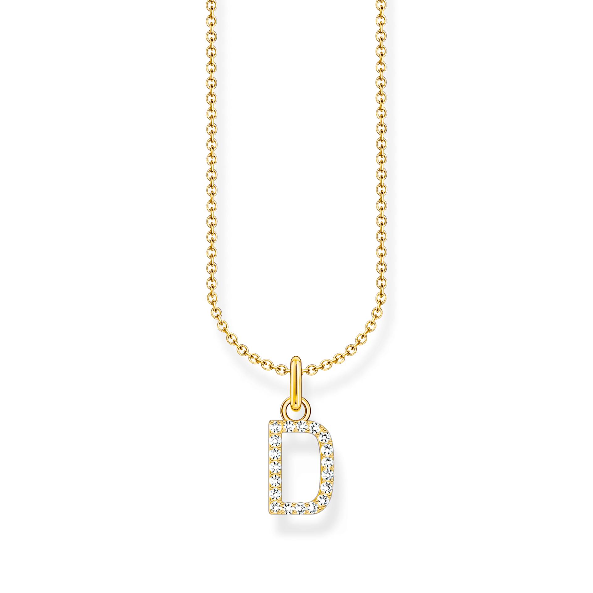 Thomas Sabo Kette mit Buchstaben-Anhänger D vergoldet weiß KE2243-414-14-L45V von Thomas Sabo