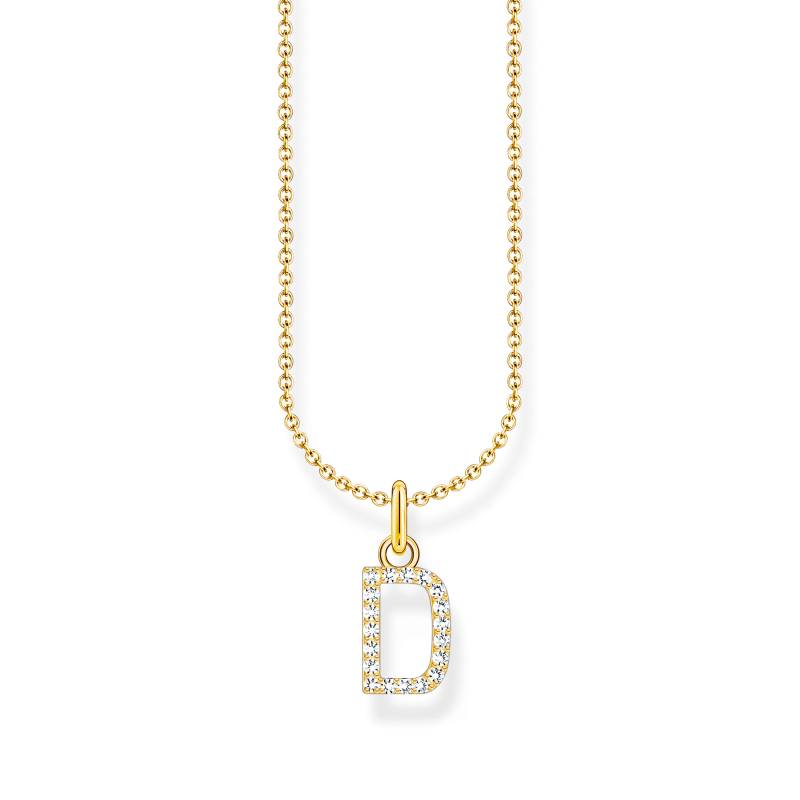 Thomas Sabo Kette mit Buchstaben-Anhänger D vergoldet weiß KE2243-414-14-L45V von Thomas Sabo