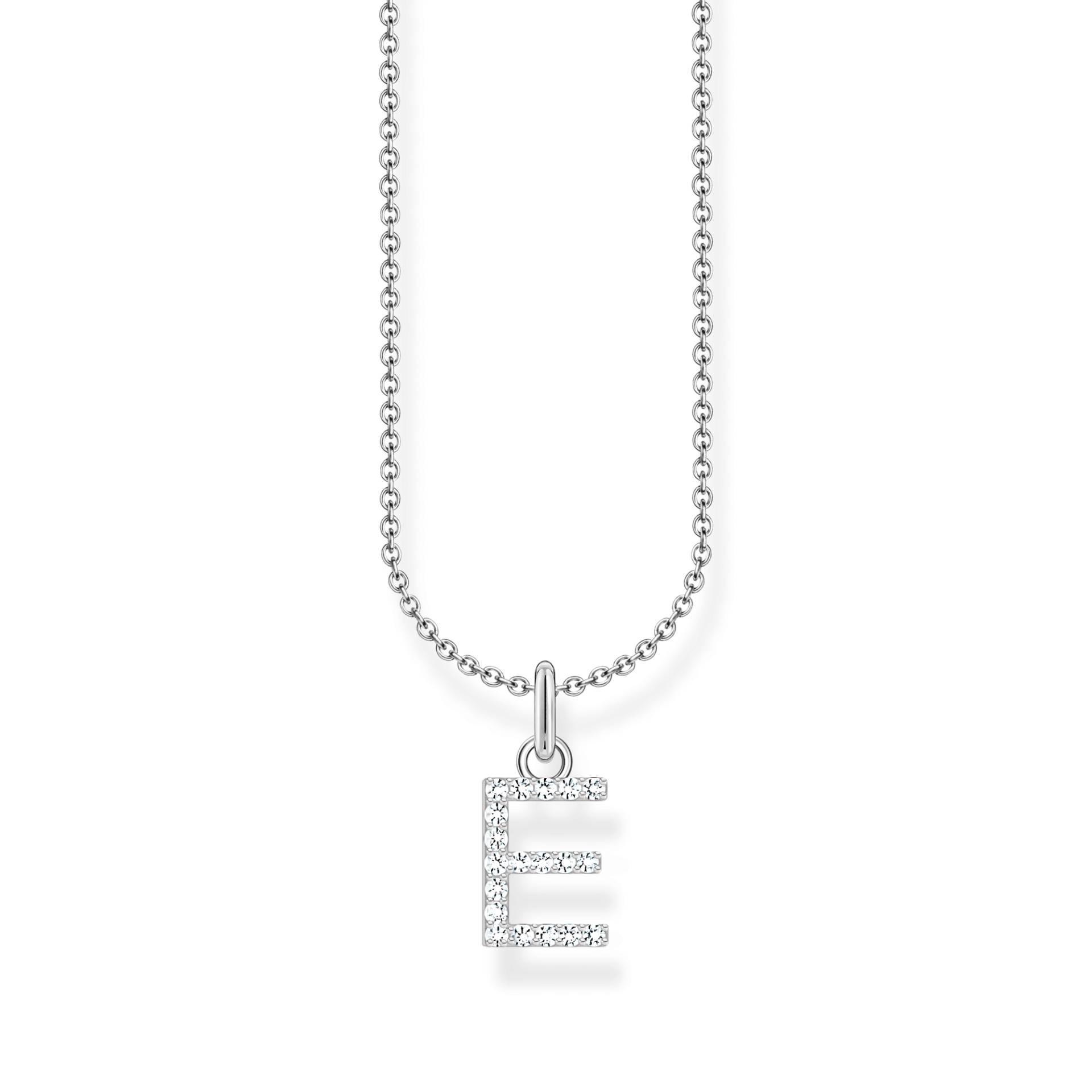 Thomas Sabo Kette mit Buchstaben-Anhänger E Silber weiß KE2244-051-14-L45V von Thomas Sabo