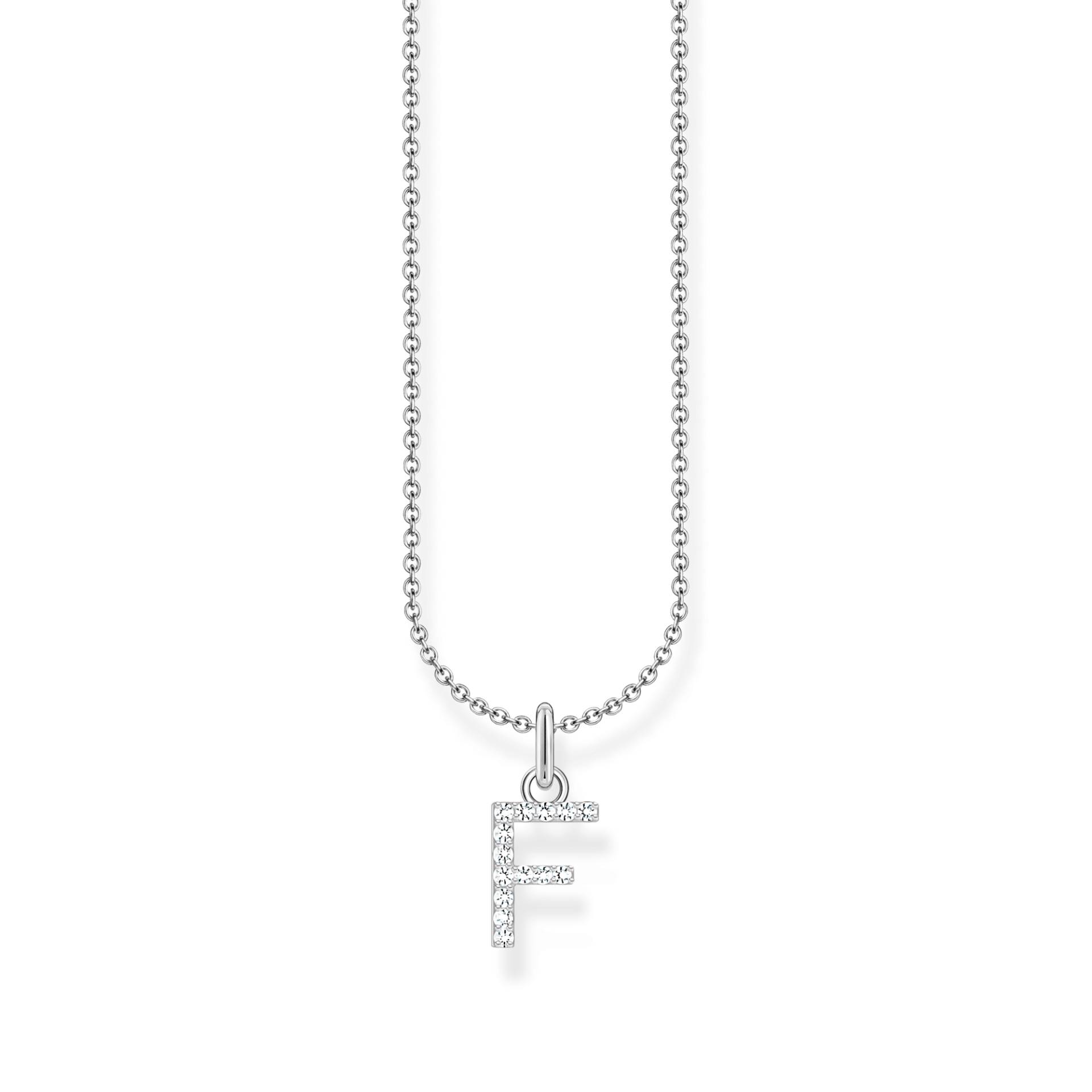 Thomas Sabo Kette mit Buchstaben-Anhänger F Silber weiß KE2245-051-14-L45V von Thomas Sabo