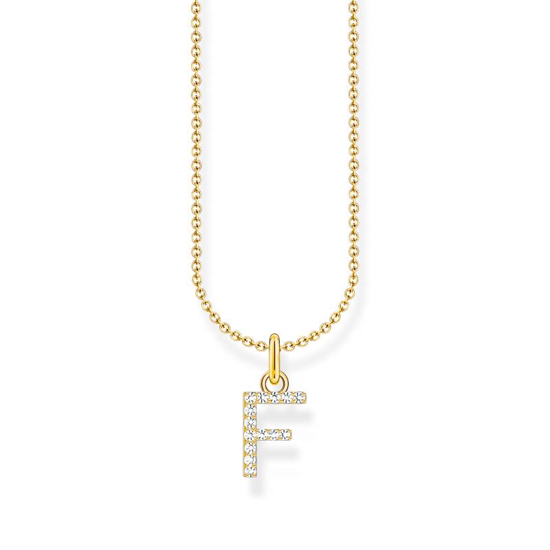 Thomas Sabo Kette mit Buchstaben-Anhänger F vergoldet weiß KE2245-414-14-L45V von Thomas Sabo