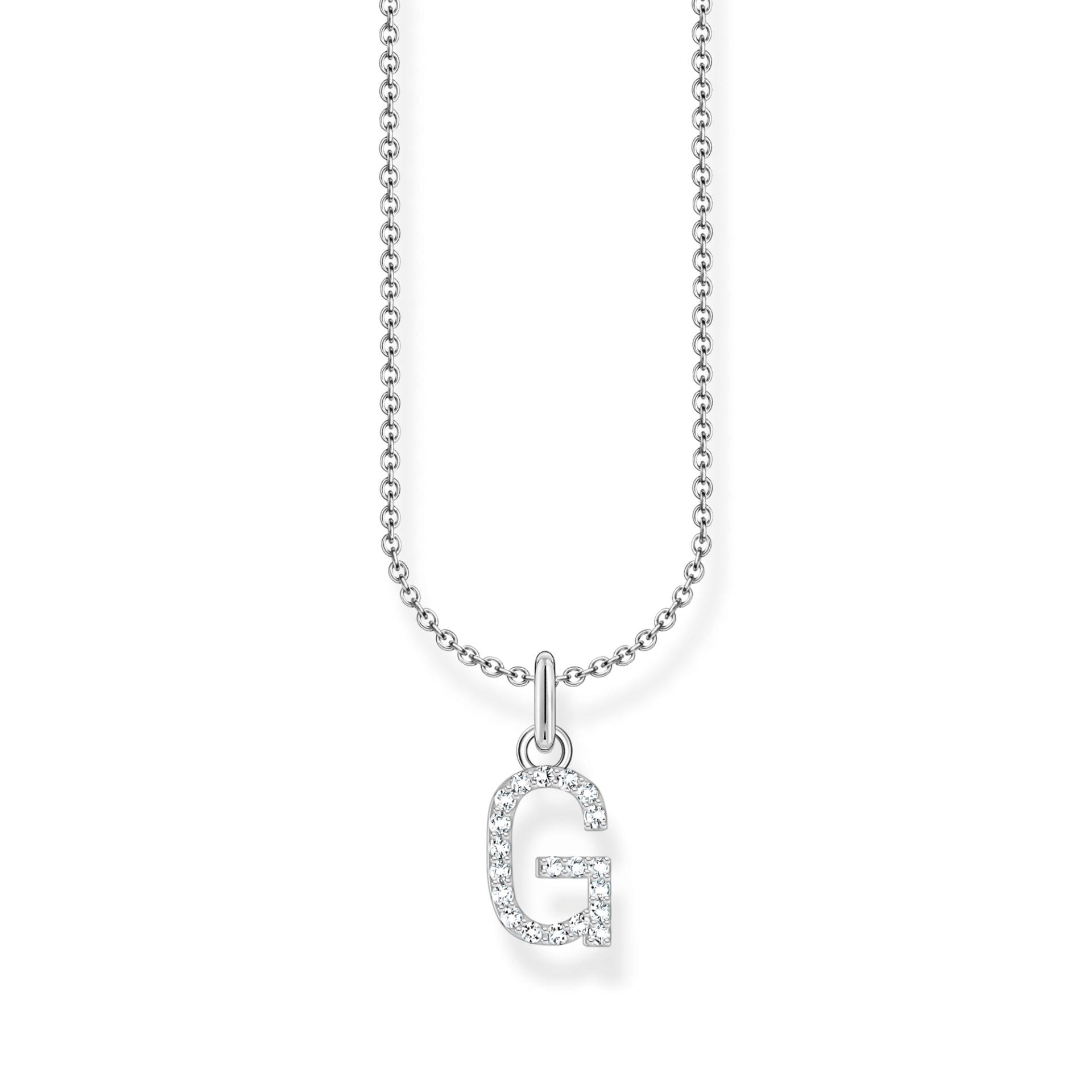 Thomas Sabo Kette mit Buchstaben-Anhänger G Silber weiß KE2246-051-14-L45V von Thomas Sabo