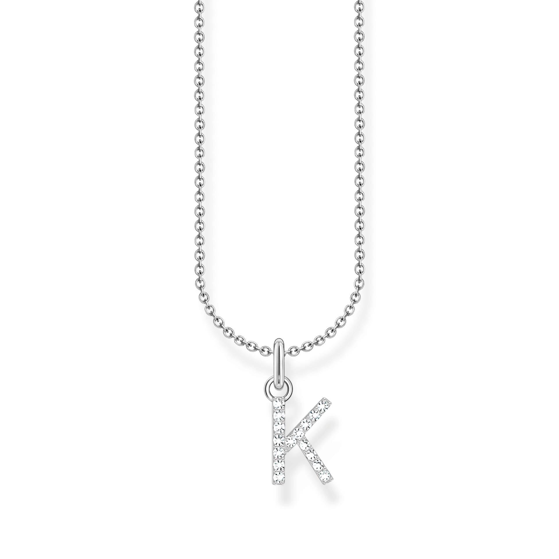 Thomas Sabo Kette mit Buchstaben-Anhänger K Silber weiß KE2250-051-14-L45V von Thomas Sabo