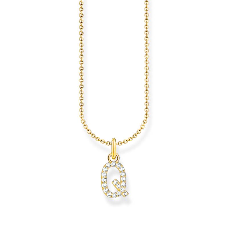 Thomas Sabo Kette mit Buchstaben-Anhänger Q vergoldet weiß KE2256-414-14-L45V von Thomas Sabo