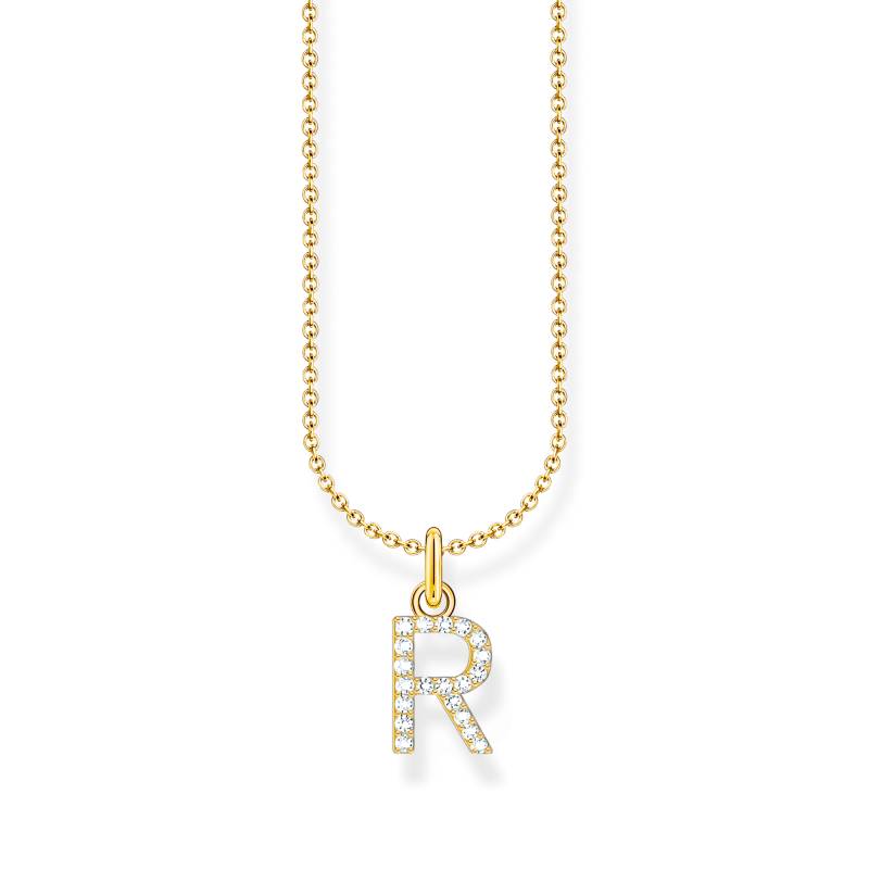 Thomas Sabo Kette mit Buchstaben-Anhänger R vergoldet weiß KE2257-414-14-L45V von Thomas Sabo