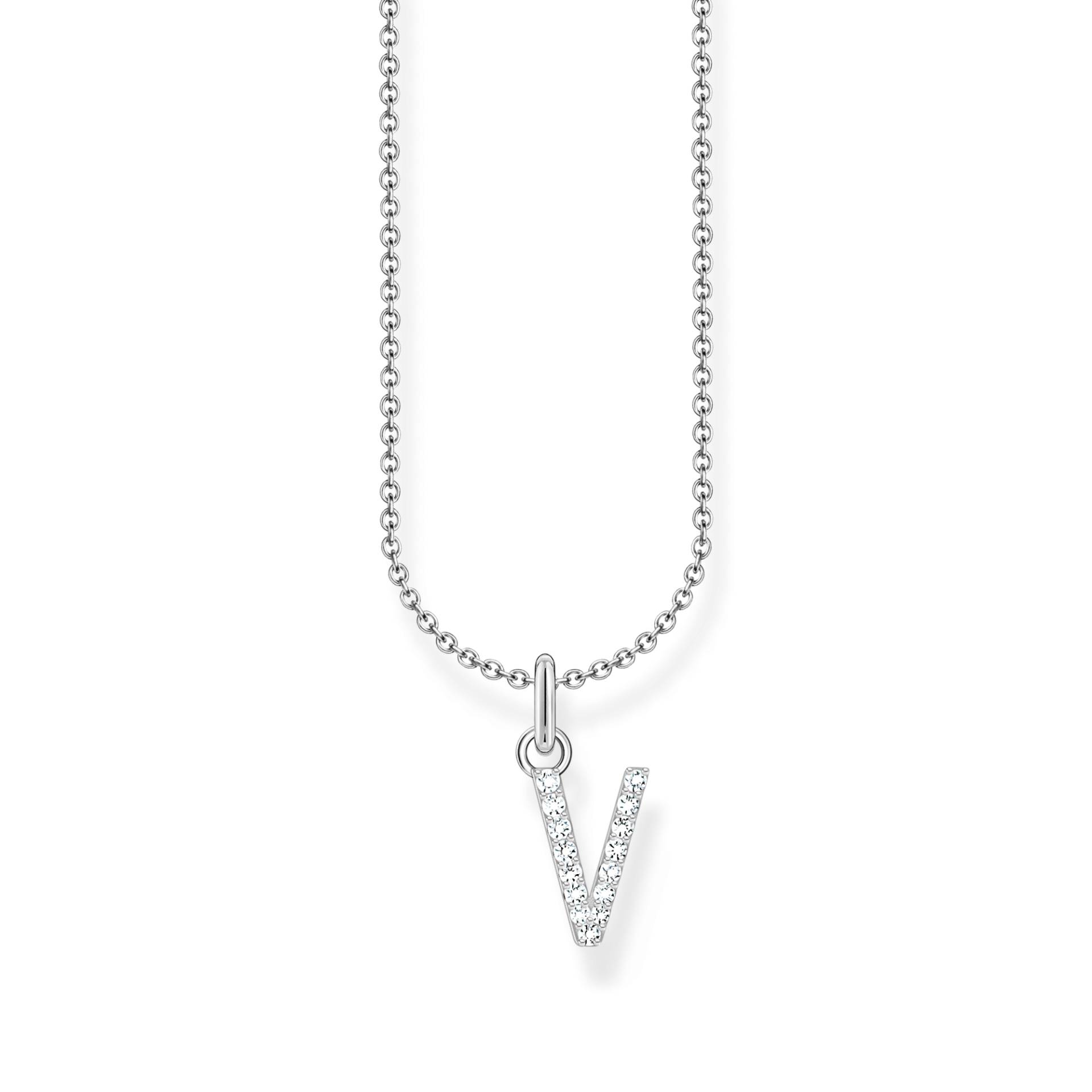 Thomas Sabo Kette mit Buchstaben-Anhänger V Silber weiß KE2261-051-14-L45V von Thomas Sabo