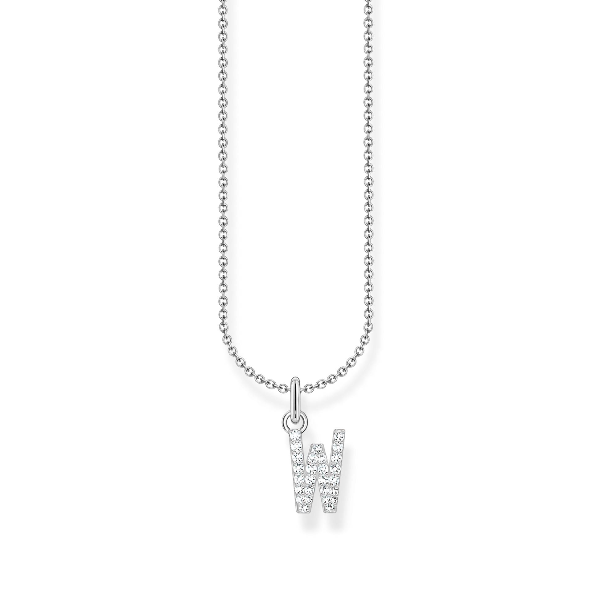 Thomas Sabo Kette mit Buchstaben-Anhänger W Silber weiß KE2262-051-14-L45V von Thomas Sabo