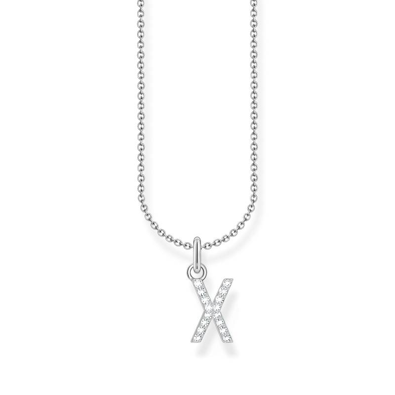 Thomas Sabo Kette mit Buchstaben-Anhänger X Silber weiß KE2263-051-14-L45V von Thomas Sabo