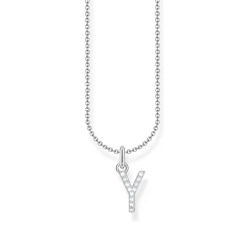 Thomas Sabo Kette mit Buchstaben-Anhänger Y Silber weiß KE2264-051-14-L45V von Thomas Sabo