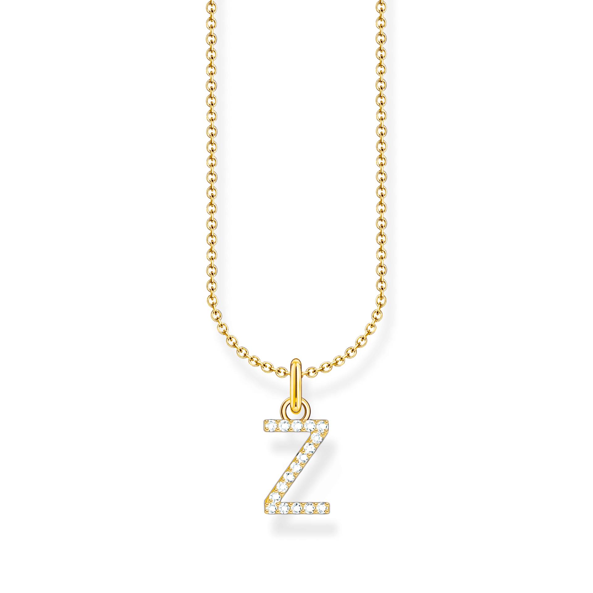 Thomas Sabo Kette mit Buchstaben-Anhänger Z vergoldet weiß KE2265-414-14-L45V von Thomas Sabo