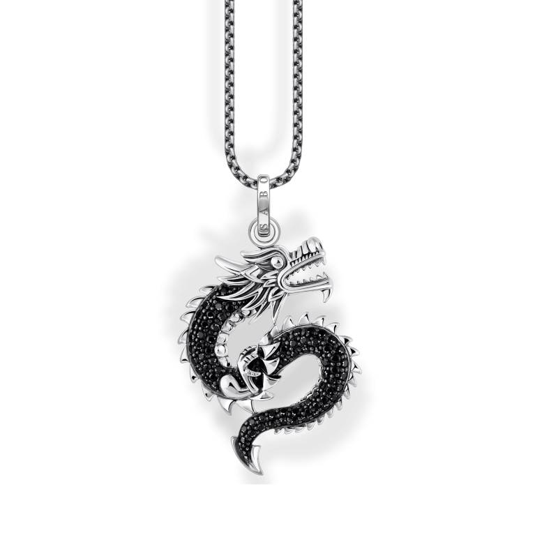 Thomas Sabo Kette mit Drachen-Anhänger und schwarzen Steinen Silber schwarz KE2273-643-11-L50V von Thomas Sabo